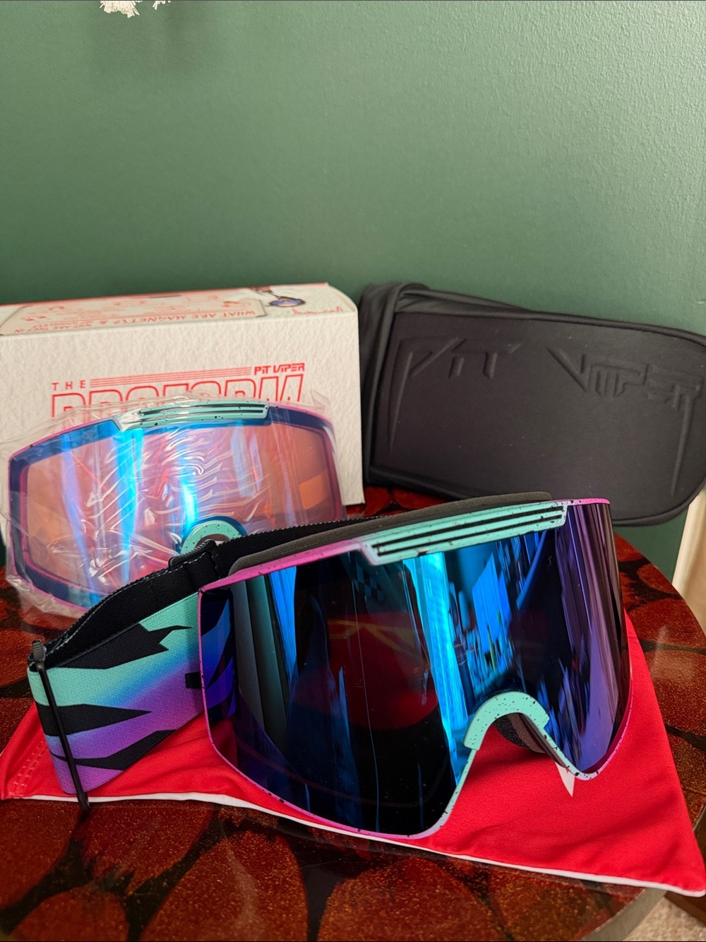 Pit Viper The Proform Goggle Blue-Mirror with Teal & Pink Accents